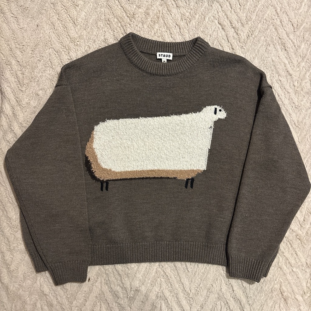 STAUD Brown Sheep Giada Serrano Graphic Wool Sweater M